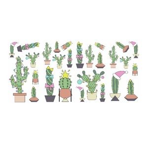NWT CHRISTMAS CACTI PEEL AND STICK WALL DECALS